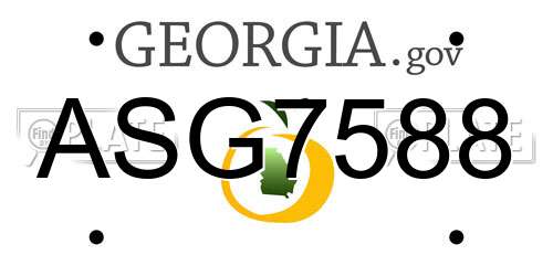 ASG7588 Georgia License Plate