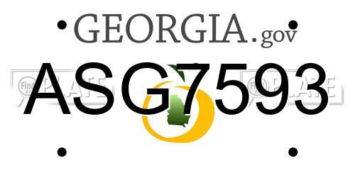 ASG7593 Georgia License Plate