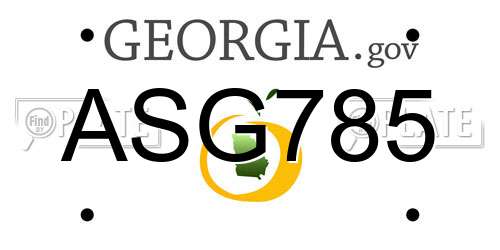 ASG785 Georgia License Plate