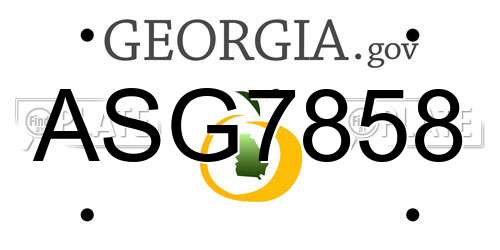 ASG7858 Georgia License Plate