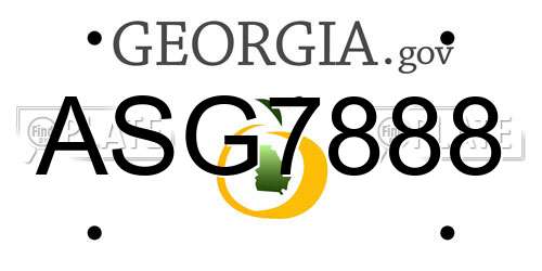 ASG7888 Georgia License Plate