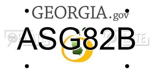 ASG82B Georgia License Plate