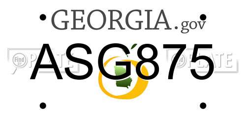 ASG875 Georgia License Plate