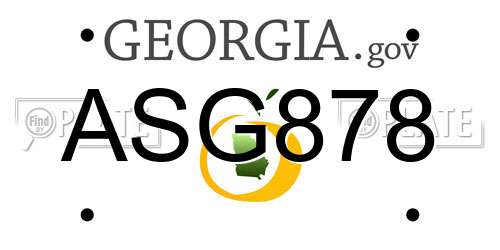 ASG878 Georgia License Plate
