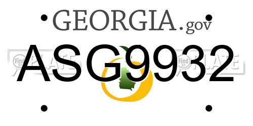 ASG9932 Georgia License Plate