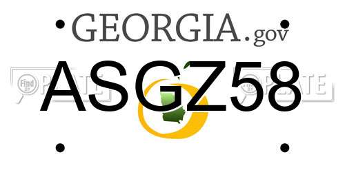 ASGZ58 Georgia License Plate