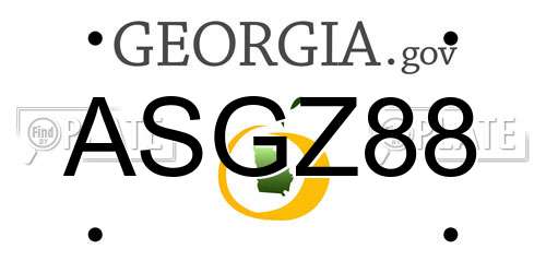 ASGZ88 Georgia License Plate