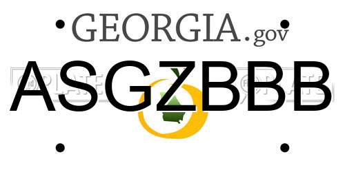 ASGZBBB Georgia License Plate