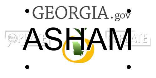 ASHAM Georgia License Plate