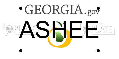 ASHEE Georgia License Plate