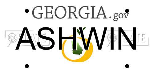 ASHWIN Georgia License Plate