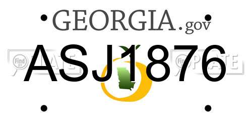 ASJ1876 Georgia License Plate