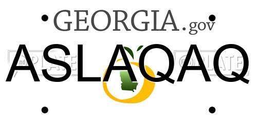 ASLAQAQ Georgia License Plate