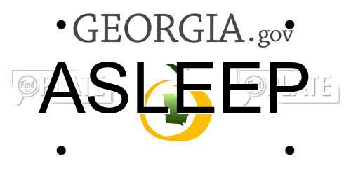 ASLEEP Georgia License Plate