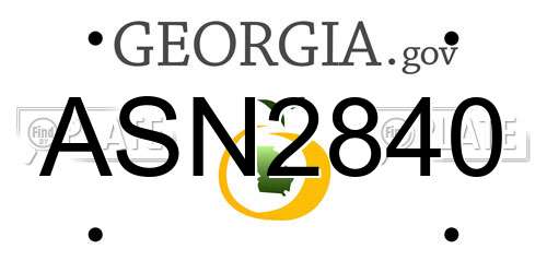 ASN2840 Georgia License Plate