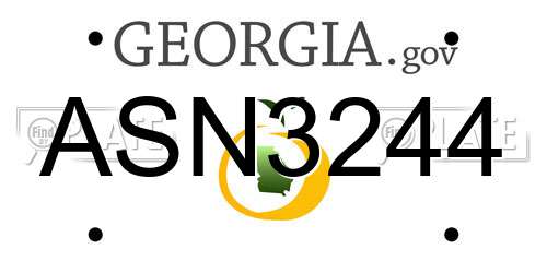 ASN3244 Georgia License Plate