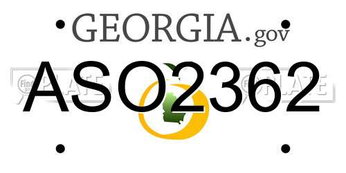 ASO2362 Georgia License Plate