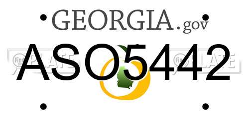 ASO5442 Georgia License Plate