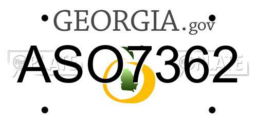 ASO7362 Georgia License Plate
