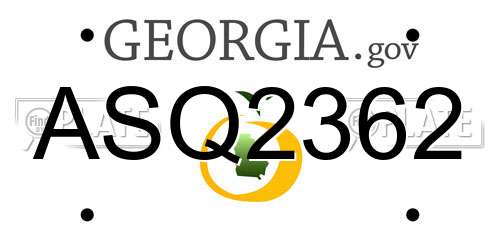 ASQ2362 Georgia License Plate