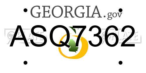 ASQ7362 Georgia License Plate