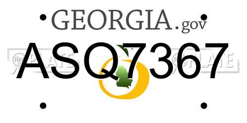 ASQ7367 Georgia License Plate