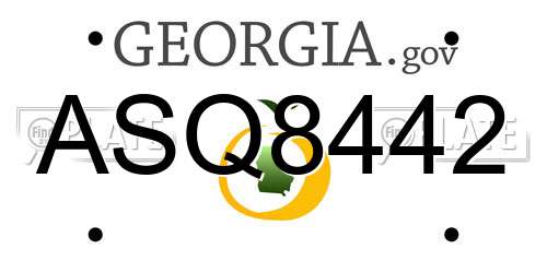 ASQ8442 Georgia License Plate