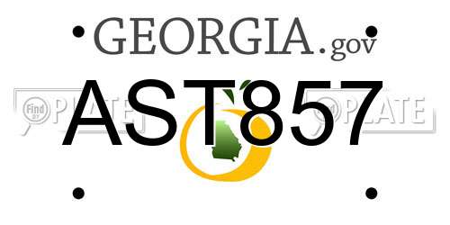 AST857 Georgia License Plate