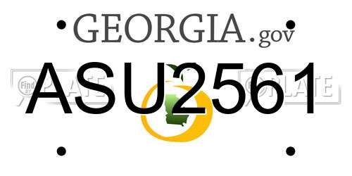 ASU2561 Georgia License Plate
