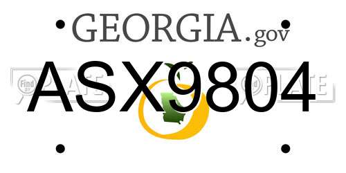 ASX9804 Georgia License Plate