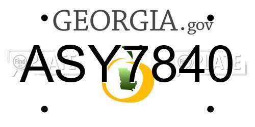 ASY7840 Georgia License Plate
