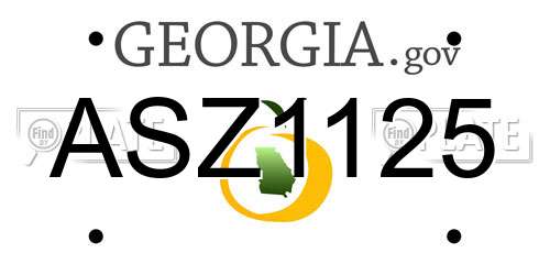 ASZ1125 Georgia License Plate