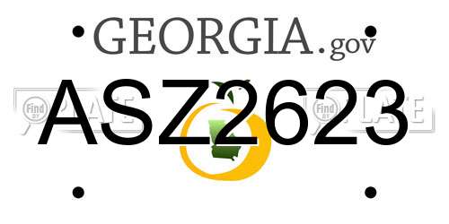 ASZ2623 Georgia License Plate