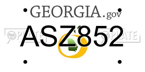 ASZ852 Georgia License Plate