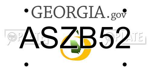 ASZB52 Georgia License Plate