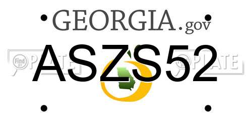 ASZS52 Georgia License Plate