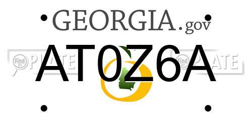 AT0Z6A Georgia License Plate