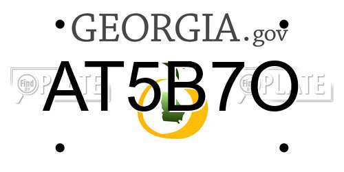 AT5B7O Georgia License Plate