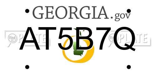 AT5B7Q Georgia License Plate