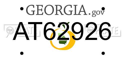 AT62926 Georgia License Plate