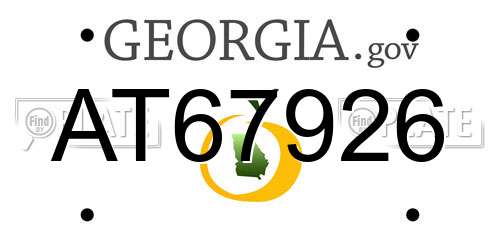 AT67926 Georgia License Plate