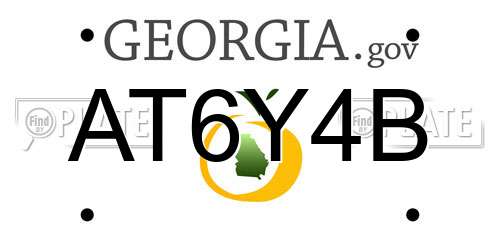 AT6Y4B Georgia License Plate