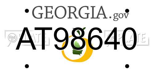 AT98640 Georgia License Plate