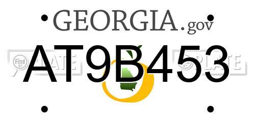 AT9B453 Georgia License Plate