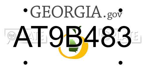 AT9B483 Georgia License Plate