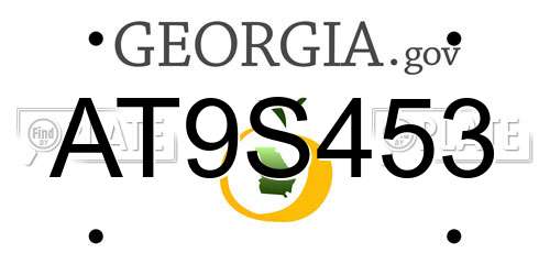 AT9S453 Georgia License Plate