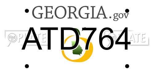 ATD764 Georgia License Plate