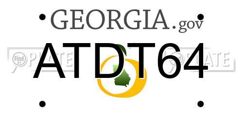 ATDT64 Georgia License Plate