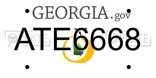 ATE6668 Georgia License Plate