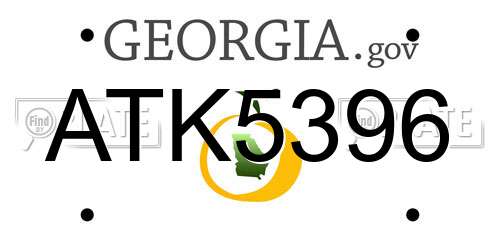 ATK5396 Georgia License Plate